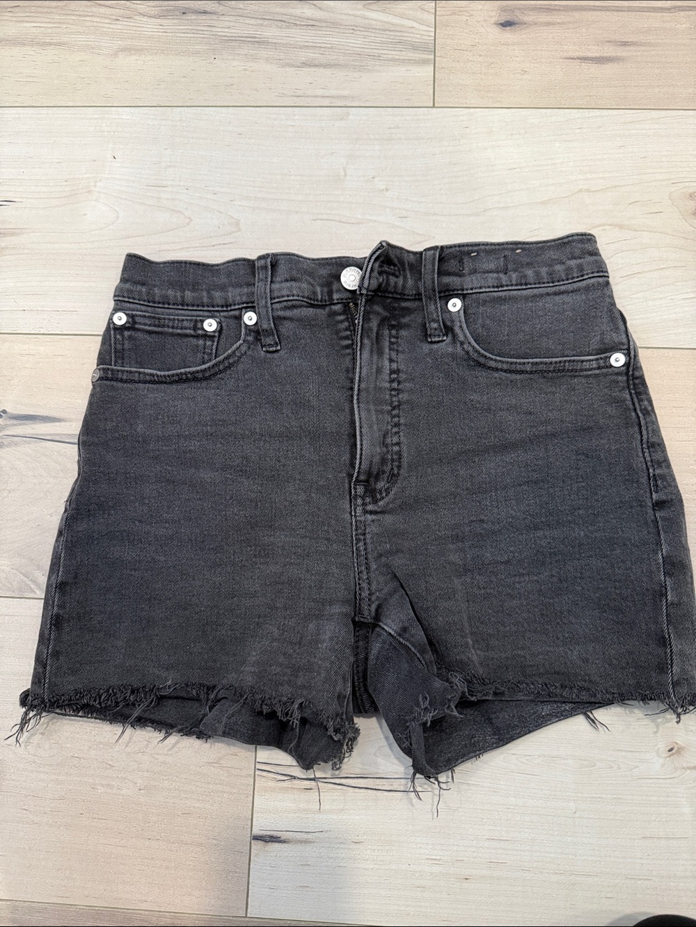 Madewell High Rise Black Denim Shorts, size 26